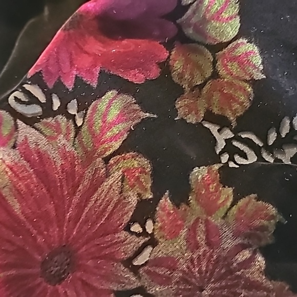 Tru Supply velvet pant suit vintage. Black w/ purple floral small. - Picture 9 of 13